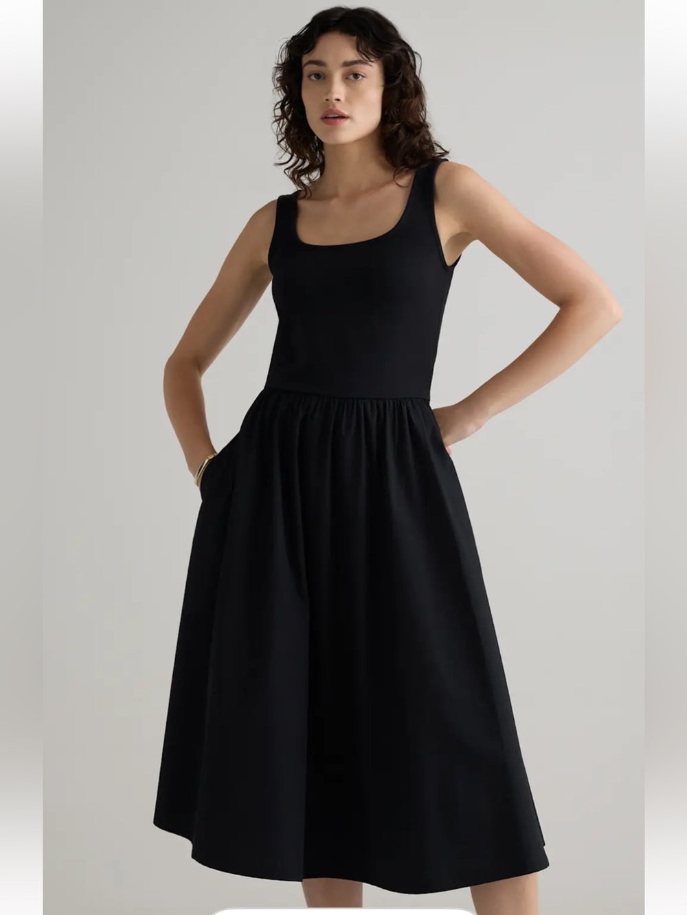 Quince mixed media tank dress XS nwt